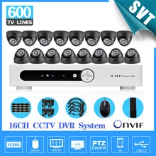 Home security 600TVL 16pcs indoor dome camera CCTV surveillance kit 16 channel H.264 DVR IR weatherproof CCTV video system
