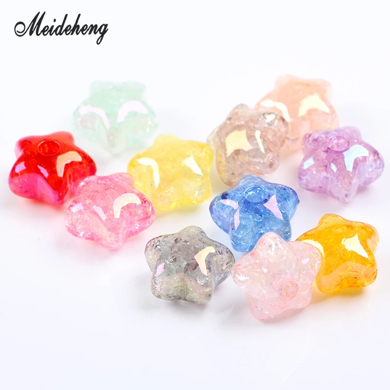 

Acrylic Crack Colorful Star Beads UV Imitation Natural Crystal Single Hole beads for Jewelry making DIY Handmade Ornament Gifts