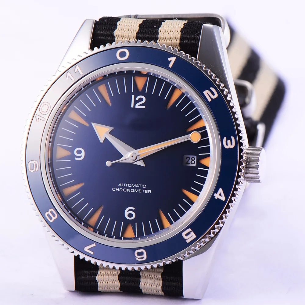 Buy 41mm debert blue sandwich dial date sapphire glass