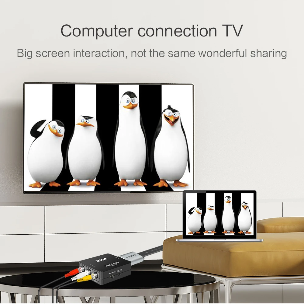 HDMI К AV скейлер адаптер HD с видео кабель конвертер коробка HDMI к RCA AV/CVSB L/R 1080P HDMI2AV поддержка HDTV PC PS3/4 VCR DVD