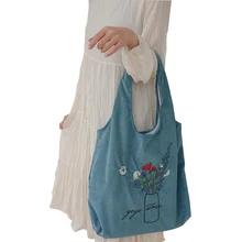 Женская сумка через плечо Вельветовая вышивка большой емкости для мобильного телефона путешествия PO66