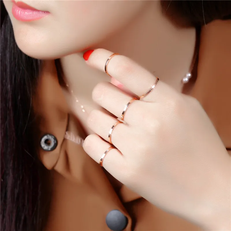 

Rose Gold Color Simple Knuckle Rings for Women Stainless Small Rings for Finger Joint Ring Steel Steel Jewelry Bagues Femme 2018