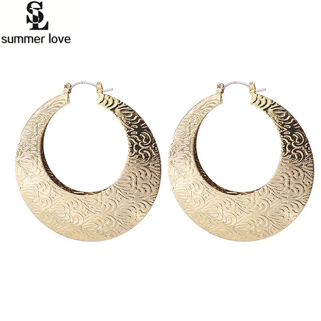 Indian Jewelry Large Gold Hoop Earrings Oversize Geometric Round Indian Jewelry Large Gold Hoop Earrings Oversize Geometric Round Circle Earring For Women Hiphop Ethnic