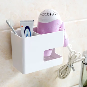 

Wall Mounted Suction Hair Dryer Storage Rack Bathroom Wash Supplies Storage Basket Wall Hanging Cosmetics Storage Shelves