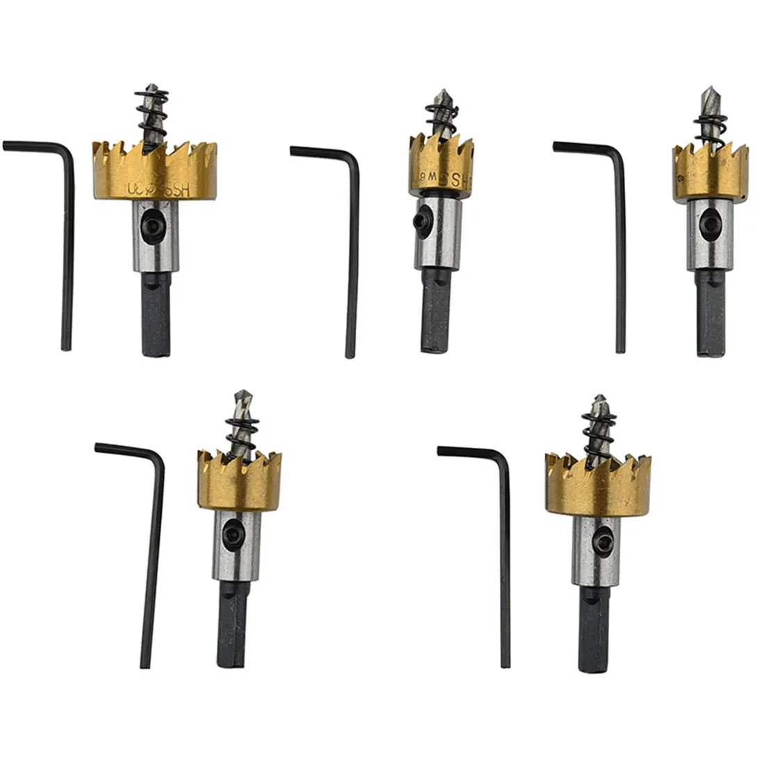 

Metal Wood Drilling Hole Cut Tool 5 Pcs Carbide Tip HSS Drill Bit Saw Set for Installing Locks 16/18.5/20/25/30mm