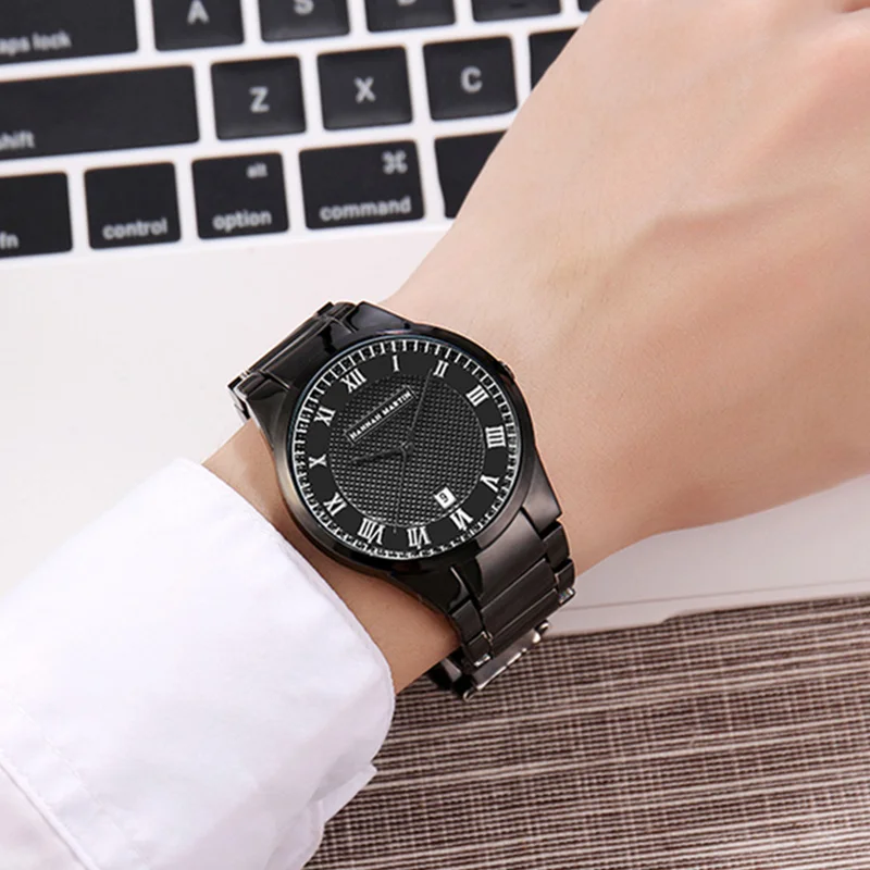

Hannah Martin Top Brand Luxury Wrist Watch Men Watch Waterproof Men's Watch Auto Date Roman numerals Watches Clock reloj hombre