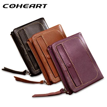 

COHEART Brand Luxury Women Wallet Genuine Leather Female Wallet Purse Real Sheepskin High Quality Card Holders Coin Pocket Small