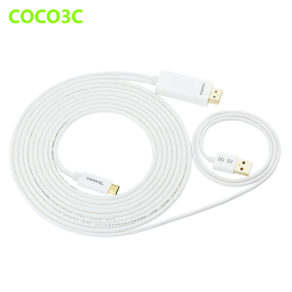 

Mobile MHL USB 3.1 Type-C to 1.4 HDMI Male port Adapter Cable + USB Power for New Macbook Chrombook LeTV  to HD TV Video
