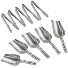 5×5 oz Dulce Cucharadas y 5×5 “Pinzas De Hielo Barra de Buffet de Dulces de La Boda Conjunto de Plata Inoxidable