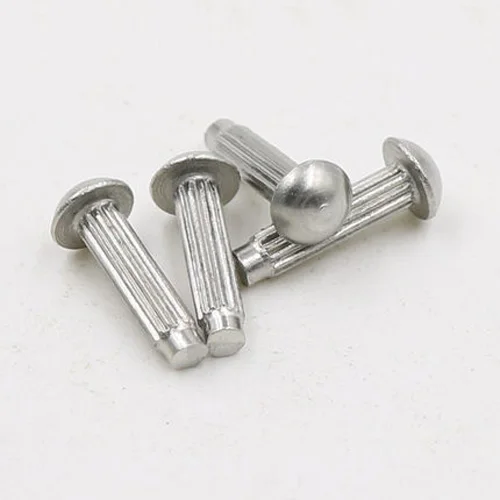 50PCS M3 Solid semi round head rivet Stainless steel round knurled