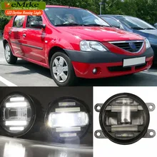 eeMrke Car Styling For Dacia Logan i ii 1 2 2004- 2 in 1 Multifunction LED Fog Lights DRL With Lens Daytime Running Lights