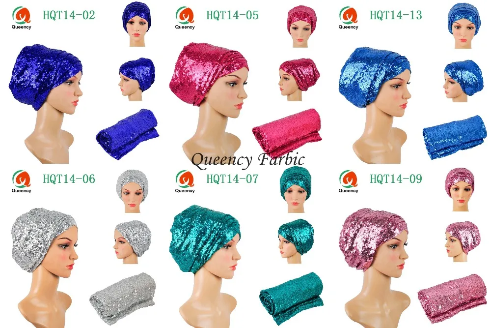 

New arrival!!Queency Sequins turban one pieces/lot 13colors women scraf African turban headband style headtie gele for women.