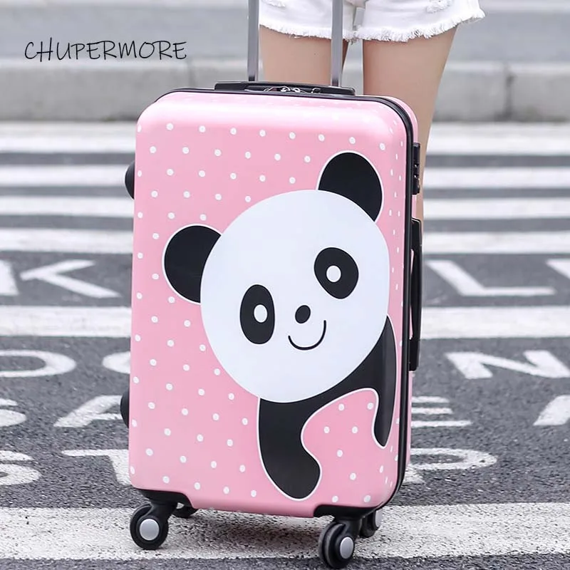 Прекрасный мультфильм панда ребенок прокатки багаж Spinner бренд дорожные сумки прекрасный дальний Дорожный чемодан колеса - Цвет: NO1