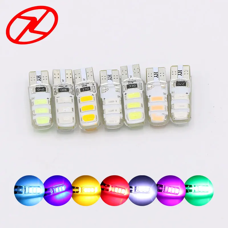

2PCS T10 W5W LED car interior light lamp 6 SMD 12V 194 501 auto wedge parking dome light bulb White Blue Yellow Red Green Pink