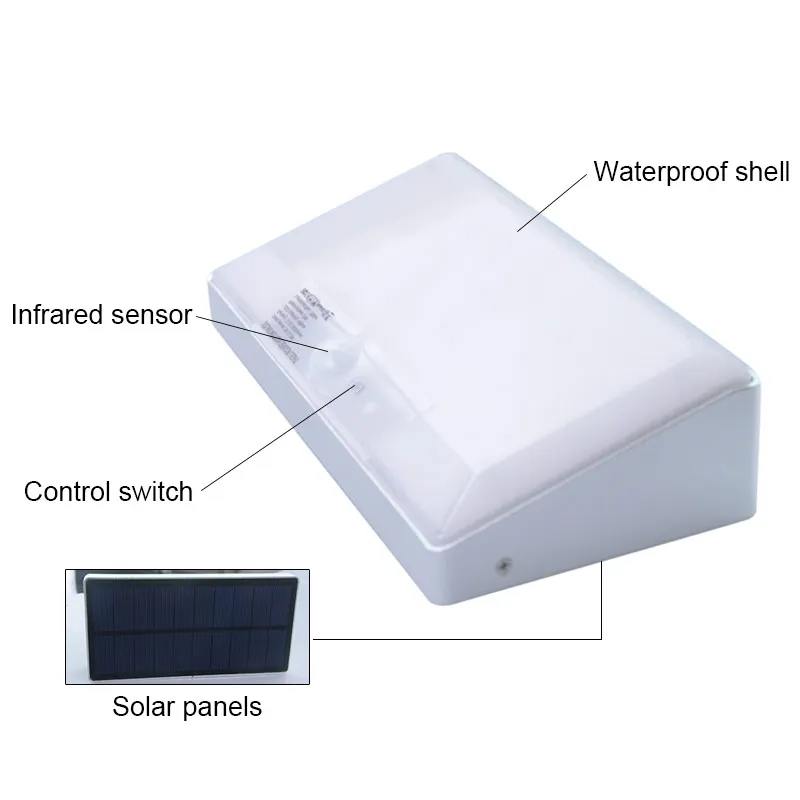 Водонепроницаемый уличный светодиодный светильник на солнечной батарее с датчиком движения PIR, автоматический светильник на солнечной энергии, настенный светильник для крыльца, уличного забора, сада