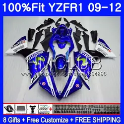 Впрыска для Yamaha YZF R 1 YZF-1000 YZFR1 09 10 11 12 111HM15 YZF1000 Movistar Синий YZF-R1 YZF R1 2009 2010 2011 2012 обтекатели