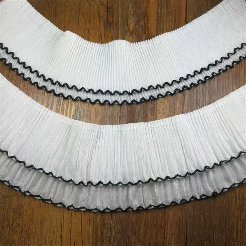 

DoreenBeads Chiffon Pleated Lace Soft Applique For Skirt Children Girl Dress Underwear Garment Sewing Accessory Approx.0.9m 1PC