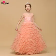 Orange Ruffled Flower Girl Dresses
