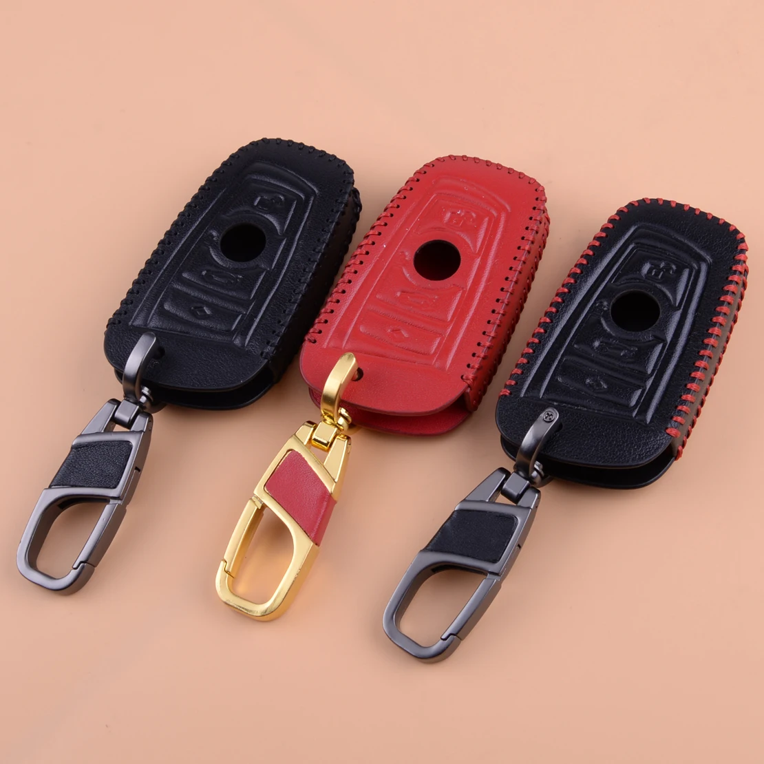 

DWCX Leather Smart Key Case Fob Holder Protector Shell Cover Fit For BMW 1 3 5 7 525li 320li X3 X4