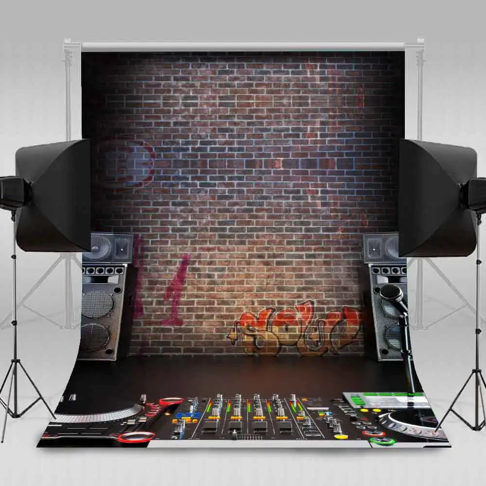 

MTMETY Music Stage Backdrop Sound Brick Wall Photography Background Themed Party Photo Booth YouTube Backdrop