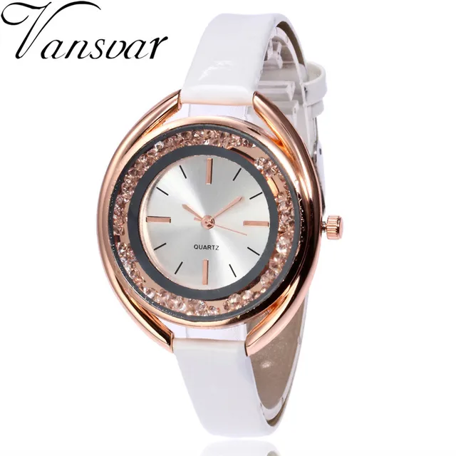 Vansvar Women Watches Bracelet Watch Ladies Casual Rhinestone Quartz Leather Str Vansvar Women Watches Bracelet Watch Ladies Casual Rhinestone Quartz Leather Str