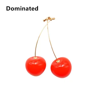 

Dominated The new temperament of red cherry earrings Fashion Fruit Sweet Long Women Drop earrings Jewelry
