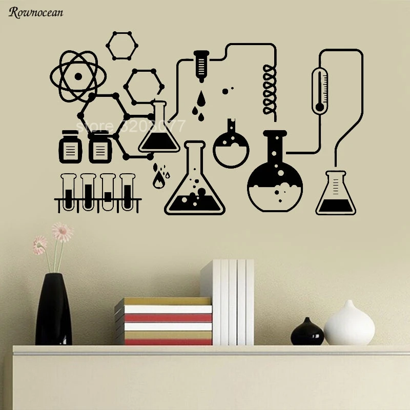 Chemistry Laboratory Test Tubes Periodic Table Wall Sticker Mural Decal CK23 
