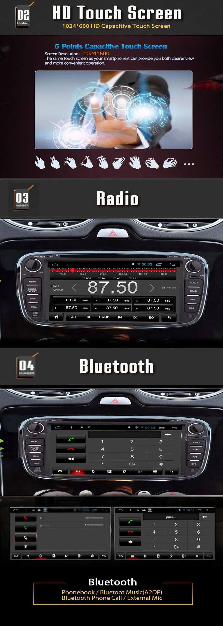 Discount 1 G / 16 G QUAL Core Android 8.01  car DVD player for Ford Focus Mondeo Galaxy with Radio stereo GPS Navigation car multimedia 2