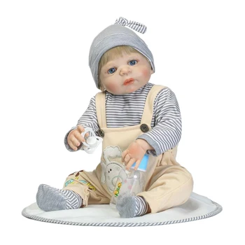 

55cm 22inch Reborn Baby Boy Doll in Clothes with Nursing Bottle Pacifier Kids Best Birthday Christmas Gifts Toys