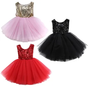 

Princess Toddler Kids Baby Flower Girl Party Wedding Lace Sequins Tutu Dress Girl Summer Sleeveless Bow Vestidos Dresses Clothes