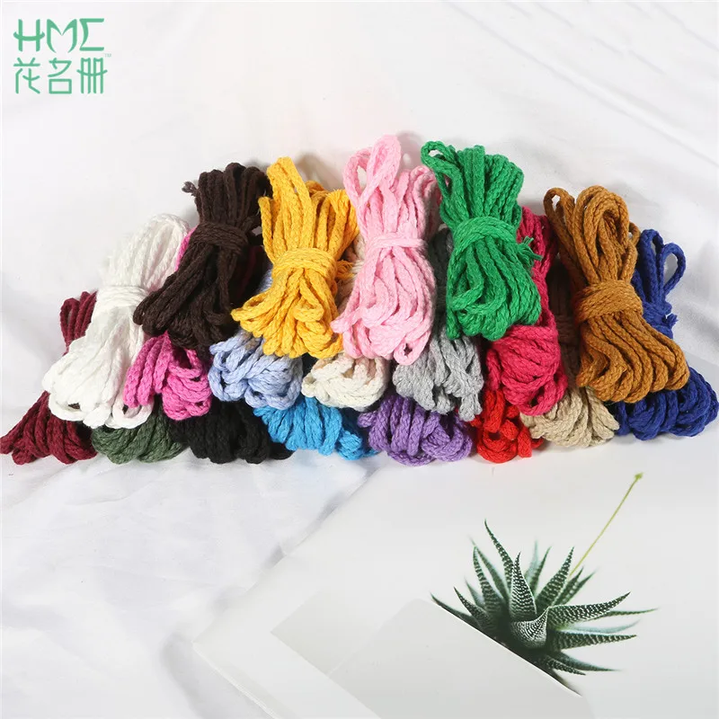 5yards 19 Colors 6mm Polyester Cotton Rope Craft Decorative Twisted Cord Rope For Handmade Decoration DIY Lanyard Thread Cord