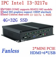 New arrival embeded PC I3 Gigabit Ethernet NM70 6 USB 6 COM 4G RAM 32G SSD WIN7 WIN8 LINUX drive NAS Free 7 24 hours