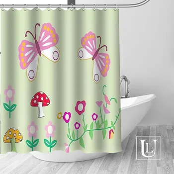 

Cartoon Butterfly Painting Shower Curtains Custom Design Creative Shower Curtain Bathroom Waterproof Polyester Fabric