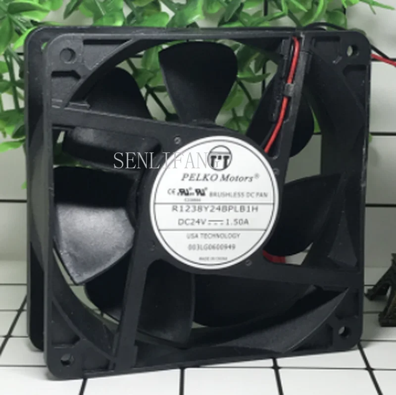 

Free shipping R1238Y24BPLB1H Inverter Cooling Fan DC 24V 1.5A 7600RPM 12038 12CM 120*120*38mm 2 Wires