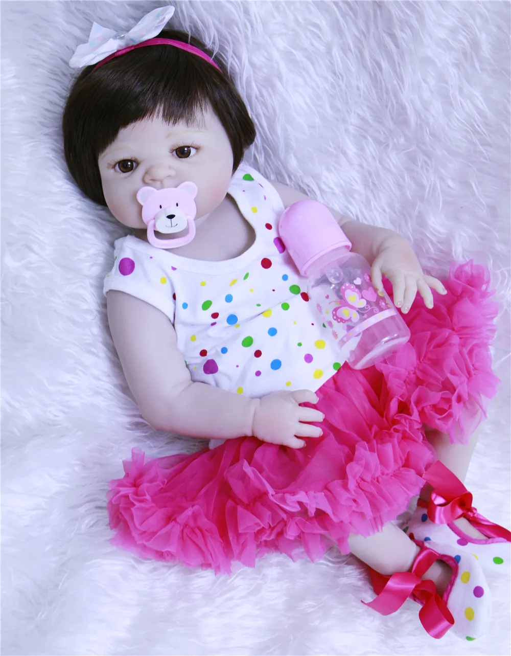 

NPK 57CM Full Body Silicone Reborn Baby Doll Girl Bath Toys Soft Vinyl Fashion Dolls Lifelike Babies Boneca Bebes Reborn Menina