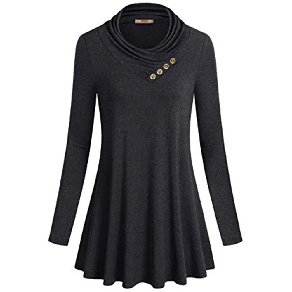 

Feitong Women's Button Long Sleeve Blouse Shirt Form Fitting Casual Tunic Top Blouses Ladies Top Blusas Mujer De Moda 2019 New