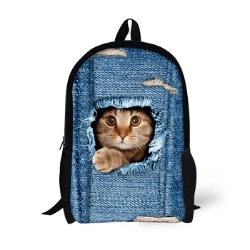 

THIKIN Fashionable Backpacks for School Cowboy Cat 3D Printing Student Schoolbag Cool Casual Bookbag Custom Bags Travel Mochila
