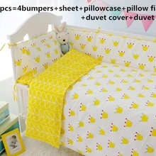 Промо-акция! 9 шт. полный набор постельных принадлежностей Детская кроватка бампер+ Встроенная крышка для маленьких девочек хлопок мультфильм, 4 бампера/лист/Подушка/одеяло