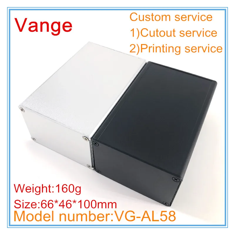 

1pcs/lot heat sink surface black project cases 66*46*100mm 6063-T5 aluminum boxes enclosure electronics for device