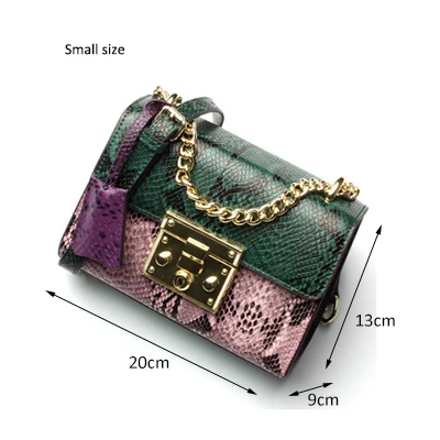 Новая женская сумка-мессенджер натуральная кожа змеиная панельная сумка через плечо модная дизайнерская сумка через плечо на цепи Женская ча - Цвет: 3
