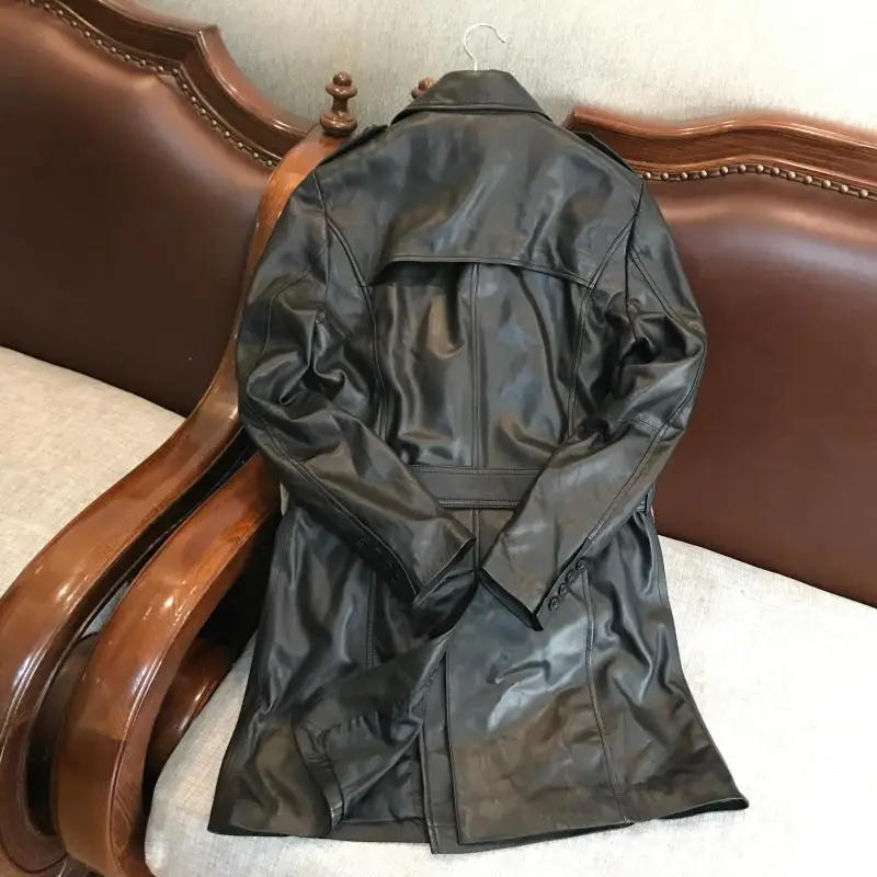 Discount So tender!Only 37 pieces!Exported to Japan!Italy without coating lamb skin leather leather male long windbreaker 3