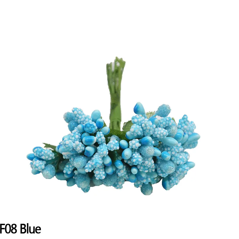 24 шт./лот, искусственные цветы, тутового цвета, бусины в виде тычинок цветов, цветок, сделай сам, ручная работа, скрапбукинг, свадебные украшения, принадлежности - Цвет: blue
