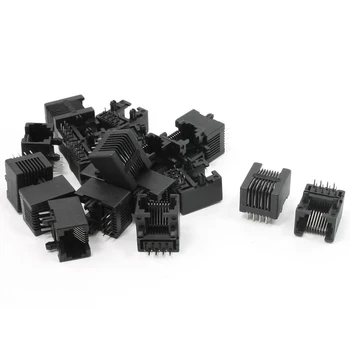 

KSOL 20pcs RJ45 8P8C Computer Internet Network PCB Jack Socket Black