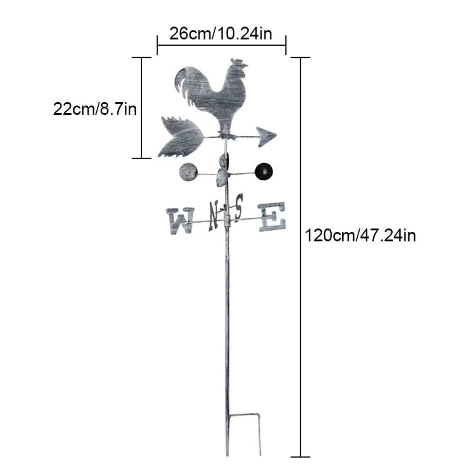120cm Giardino Ornament Decoration Patio Yard Vintage Rooster Weather Vane Metal Iron Velocità del vento Spinner Indicatore di direzione 120cm Giardino Ornament Decoration Patio Yard Vintage Rooster Weather Vane Metal Iron Velocità del vento Spinner Indicatore di direzione