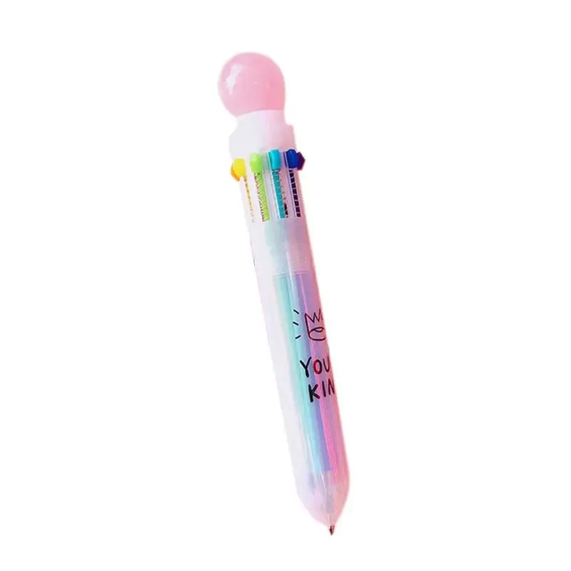 Мяч ярких цветов шариковая ручка 10 в 1 многоцветная милая розовая маркерная ручка пресс шариковая ручка креативная Студенческая офисная школьная канцелярская - Цвет: Pink