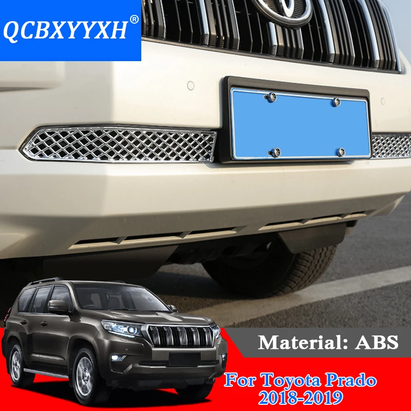 

QCBXYYXH For Toyota Prado 2018 2019 Car Styling ABS Car front lower net decorative frame Cover Trim External Sequins Accessories