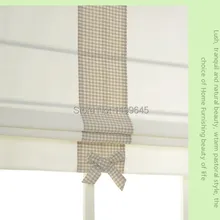 В комплекте занавески s Новое поступление утолщенная льняная/Хлопковая полосатая римская штора жалюзи готовая занавеска