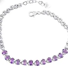 Браслет-цепочка с аметистом Природный натуральный аметист 925 серебро 0.23CT* 12 шт драгоценный камень Любовь стильные цепочки# T18927002