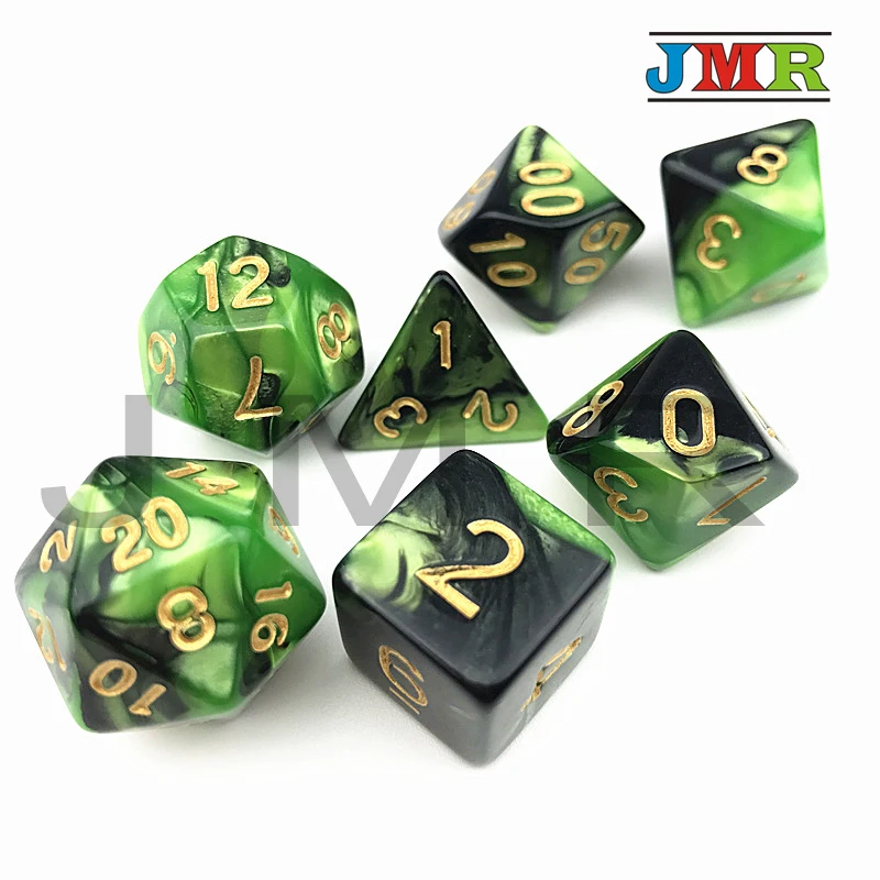 Зеленый X Черный цвет с счастливым номером переносные игральные кубики игра для подземелий и драконов смешанные цвета Rpg игры игральные кости