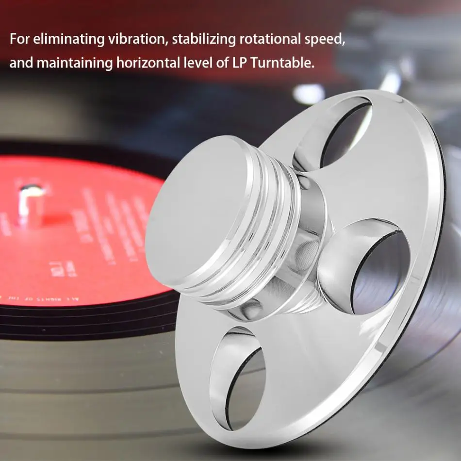 Серебряный стильный поворотный стол медный диск запись стабилизатор зажим для LP Виниловый проигрыватель прочный